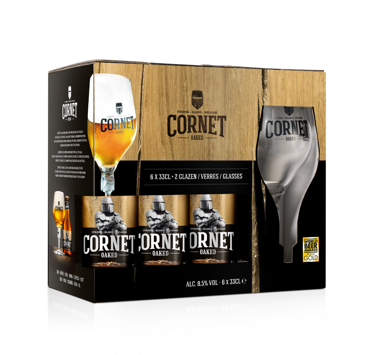 Cornet Giftpack 6x33cl + 2 glas