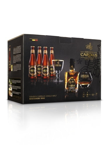 WH GOUDEN CAROLUS Discovery box 1 single malt 20cl+4 tripel 33cl+2 glazen