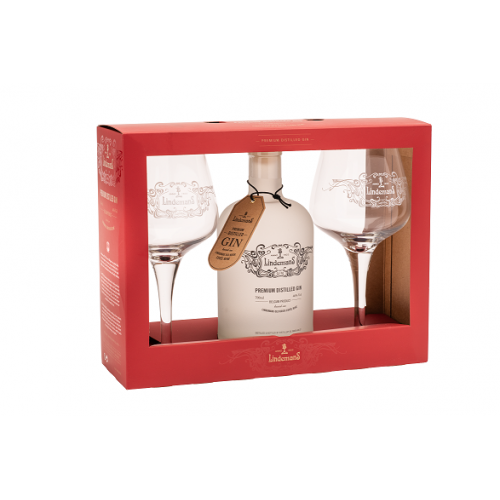 GIN Lindemans Prem Distilled Gin – GIFTPACK Clear 46% 70cl 1 fles + 2 glazen