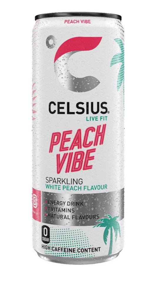 CELSIUS PEACH VIBE ENERGY DRINK CAN 25cl